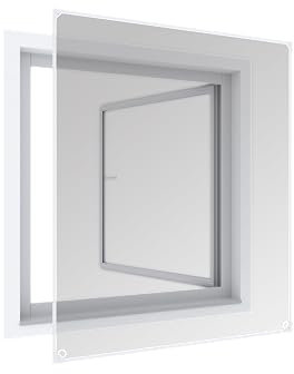 Windhager 03524 Moustiquaire avec Cadre magnétique avec Protection Contre Le Pollen, Cadre de Serrage avec Tissu de Protection Contre Le Pollen, moustiquaire magnétique, 100 x 120 cm, Blanc