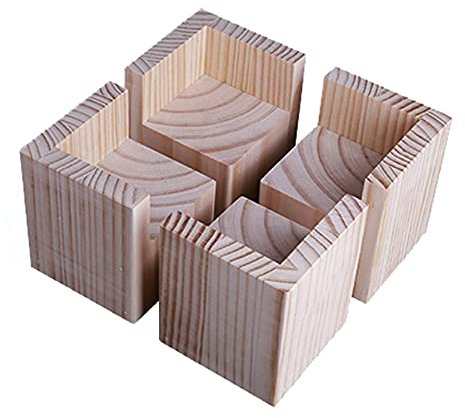 Massivholzblock Möbelbeine,Elefantenfuß Bed Rise,Möbel Risers aus Holz Betterhöhung Tischerhöher Erhöhung,für DIY Schrankfüße Sofafusse Tischbeine Schreibtisch Bett, 4 Stück (10 * 10 * 15cm)
