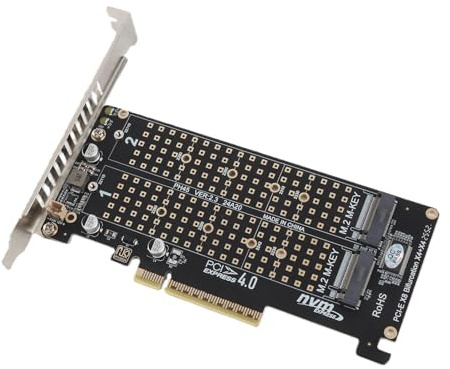 Dpofirs Adapterkarte mit 2 X 32 Gbit/s Erweiterungskarten, Dual M.2 NVMe SSD zu PCIE X8 M Key Festplattenkonverter Leser Erweiterungskarte, Unterstützt Full Speed NVME SSD/M.2 PCIE(ph45)