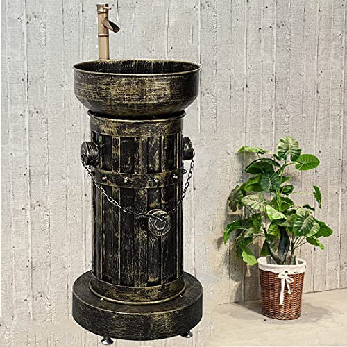 XYEJL Standwaschbecken Im Industrie Stil,Retro Dekoration Badezimmer Individualität Waschtisch Schmiedeeisen Standwaschbecken Anwendbarer Badezimmer Küchenbalkon,A