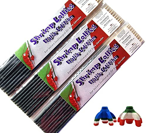 Shrimp-Lollies Italia Edition (3x10 Stück) + Zwei Halter/Garnelen Oregano Lollies Futter Sticks Futterstangen