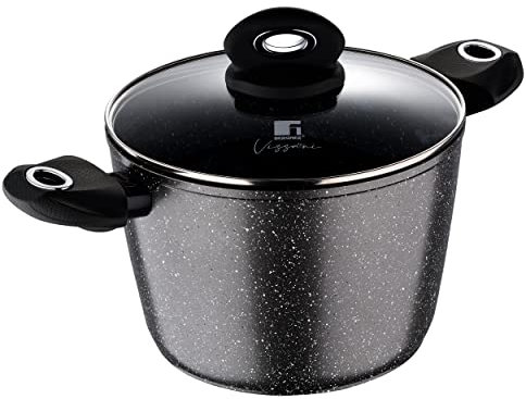 Bergner by Vissani Pastaiola 22cm in alluminio forgiato con coperchio in vetro per induzione