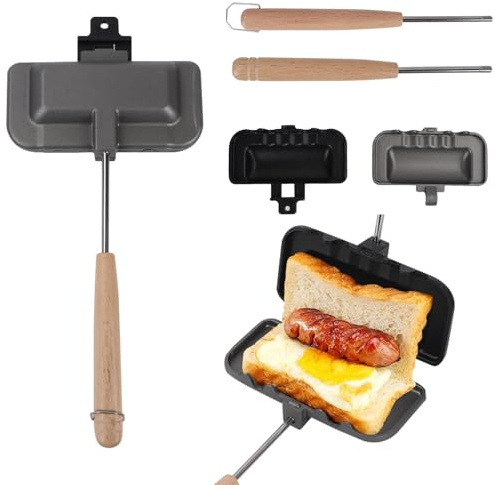 Qivine Grill Sandwichera Plancha, Antiadherente Panini Tostadora Grill para Cocinar, Sandwicheras Mini Waffle Maker, Multifunción Sarten para Tortilla de Patatas Aluminio (A)