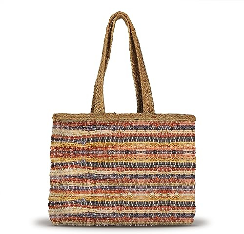 Banzaii borsa donna estiva colorata, borsa mare in paglia intrecciata, interamente realizzata a mano Saint-Tropez Marrone
