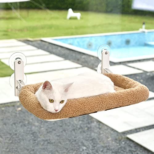 Zakkart Foldable Cat Hammock for Window (Brown Bolster Bed, Large)