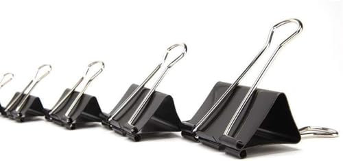 VhoMes Binder-Clips, Foldback-Clip, Foldback-Clips, Büroklammern, Clips, Metallscharnier-Clip, schwarzer Binder for Fotos, Heimbürobedarf (Size : 50mm*24 pcs)
