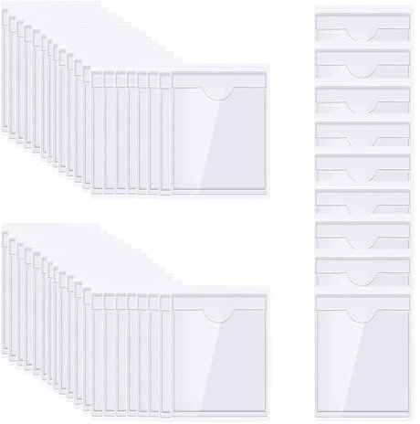 Visitenkartentaschen Selbstklebend Transparent | mit Daumenausstanzung oben | Transparent | 80 Stück | Visitenkartenhüllen zum Einkleben | Kartenhüllen zum Kleben(Size:9 * 12CM)