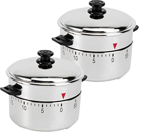 2pcs Mechanical Kitchen Timer Stainless Steel Manual Countdown