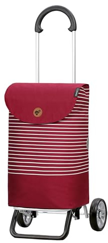 ANDERSEN Einkaufstrolley - Scala Shopper Plus Tilde rot | sehr leicht, klappbar, klein zusammenlegbar, bis 30 kg - Tasche mit Kordelzug, Innenfach, Reflektoren, 37 L