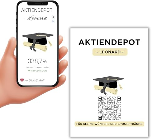 Generisch Aktiendepot Geschenkverpackung | Personalisiertes Geldgeschenk | Aktie ETF Kryptowährung Geschenkkarte | Motiv Uni