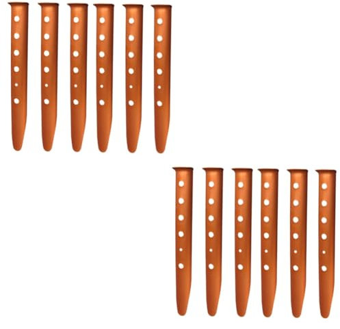 12 Stück Hikingfactor Landscape Tools Sichere Zeltheringe Rasenzubehör Zelte Lange Zeltspikes Camping Nagelheringe Zeltnagel für Strand Aluminium Zel