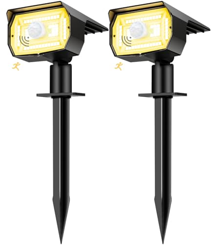 Nipify Lumiere Solaire Exterieur Detecteur de Mouvement Lot de 2, Lampe Puissante 56 LED/3 Modes Étanche, Spot Réglable pour Jardin Chemins (Blanc Chaud)