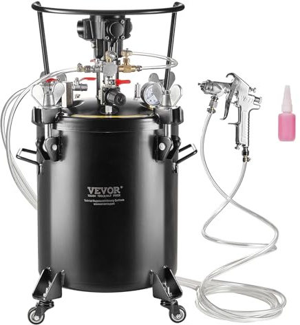 VEVOR Tanque a Presión para Pintura en Aerosol de Agitación Automática de 30 L Presión Ajustable de 70 PSI, Tanque de Pintura a Presión con Pistola Rociadora y Mangueras para la Decoración del Hogar
