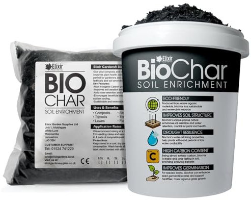 Elixir Gardens BioChar Organic Soil Improver, Enricher & Conditioner | Active Carbon Charcoal Topsoil & Compost Enchancer for Planting, Potting & Terrariums | 20L Bag