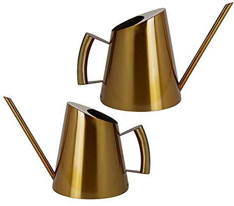 GießKanne Metall Klein BlumengießKanne GartengießKanne Gold Gieskanne Edelstahl Giesskanne Innen/AußEn Langer Mund Wasserkanne ZimmergießKanne Blumenkanne Design Kanne Zimmerpflanzen Tool (1300ml)