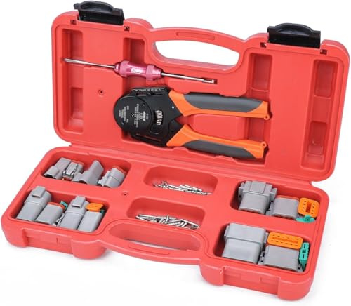 iCrimp IWD-16 Deutsch Crimpzange Kit 0,8–2 mm² DT Stecker 105tlg | Deutsch Crimpzange für DT/DTM/DTP Stecker 0,8–2 mm², inkl. Einführ- & Extraktionswerkzeug für Automotive Kabelbaum Reparatur