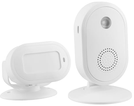 QWORK® Bewegungsmelder, Infrarot Funk Türglocke, Sicherheits-Alarmglocke, mit LED-Licht, für Unternehmen, Eingangstür, Einfahrten. Batterien Nicht im Lieferumfang enthalten
