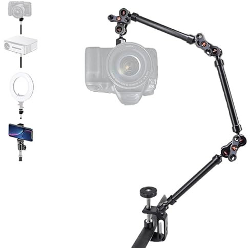 NEWFUN Desktop Magic Arm, Gelenkarm, Kamera Tischhalterung, Flexibel Gelenkarm Tisch Halterung mit 1/4-Zoll-Kugelkopf, 3/8-Zoll Adapter, C-Klemme für LED Licht, Kamera, Mikrofon, Webcam, Smartphone