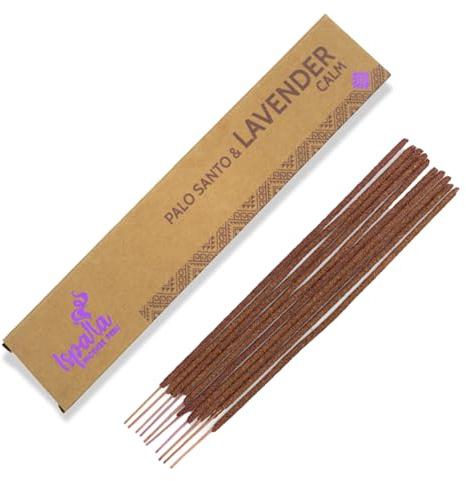 ISPALLA Lot de 10 bâtons d'encens Palo Santo Lavande – pour apaiser l'esprit et se détendre, faits à la main au Pérou / 100 % naturels et végétaliens