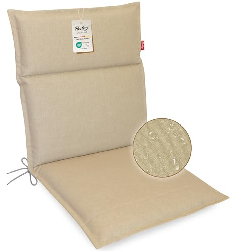 Herlag Gartenstuhlauflage Bea Niederlehner 100x50x4,5cm - Wasserabweisende Gartenmöbelauflage Fleckschutz - Bequeme Camping Sitzauflage - Pflegeleichte Easy-Line - Öko Tex 100-1 Polster - Champagner