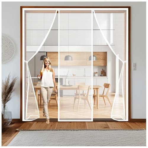 W170xH225cm Moustiquaire magnétique pour fenêtre Blanc Sans Perçage Moustiquaire de Toit Moustiquaire Pour Toutes Les Fenêtres Intérieures et Extérieures