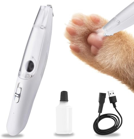 Paw Trimmer for Dogs – Double Blades Dog Clipper with Vacuum Cleaner: 2-Speed Quiet Clipper for Paws, Eyes, Ears, Face & Body [White]
