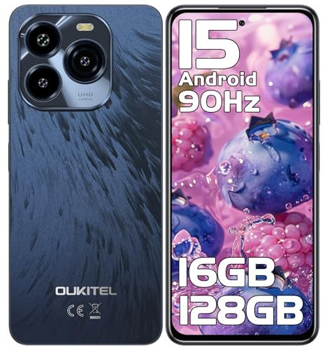 OUKITEL C65 Android 15 Telefonos Moviles Libres - 16GB + 128GB/1TB Telefono Movil, 6.7 HD+90Hz Móviles, Batería 5150mAh Smartphone, Cámara 50MP+8MP, Triple 4G SIM/GPS/Fingerprint/OTG/3.5mm Jack