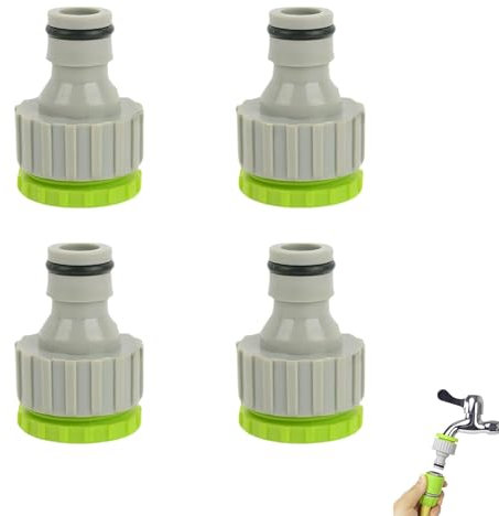 4 PCS Raccord Robinet Universel Fileté Femelle 1/2 & 3/4, 2-en-1 Raccord de Robinet, Adaptateur Tuyau Arrosage, Raccord Robinet Tuyau Arrosage, pour Irrigation, Nettoyage et Usage Domestique