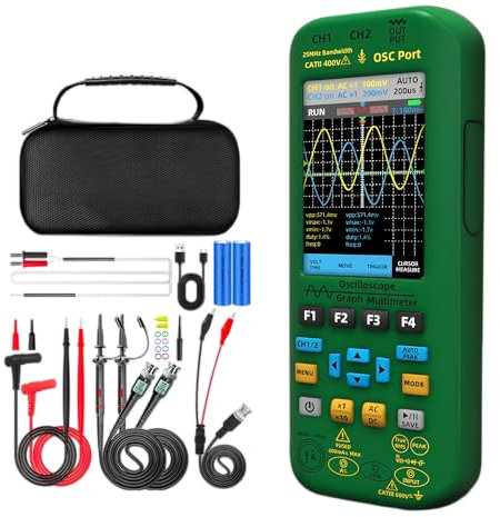 TOOLTOP 4-IN-1 Handheld Oscilloscope Digital Multimeter+Function Signal Generator Dual Channel Automatic Osciloscópio Tools Graphic Tester Current Tester(O7 25MHz)