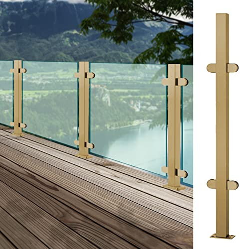 Square Glass Railing Post with Fish Mouth Clip for Secure Deck Fence Panel Attachment, Ideal for Outdoor Balcony and Deck Support Systems