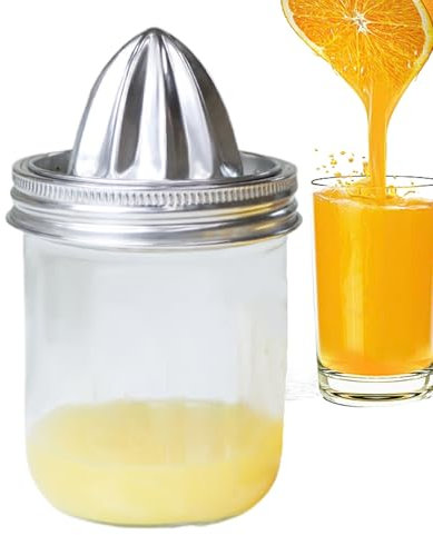 Manual Juice Squeezer, Reamer Juicer Jar Cover, 6.3x3.35 Inches, Hand Press Extractor, Compact Cups Design, Juices Cup Attachment for Camping, Parties, and Family, Transparent