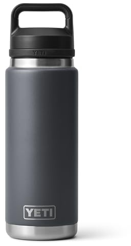 YETI Rambler Bottle Chug, botella de acero inoxidable aislada al vacío con tapa a prueba de fugas, carbón, 769 ml