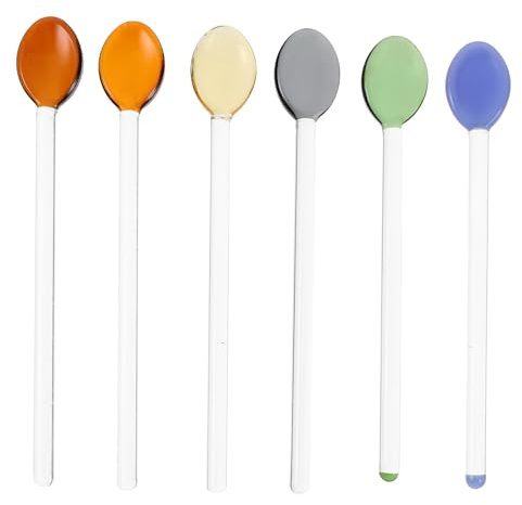 Ipetboom Cucharas De Café y Postre De Vidrio Transparente, Mango Extra Largo, Resistente Al Calor, Para Cafeterías y Hogar, Juego De 6 Piezas