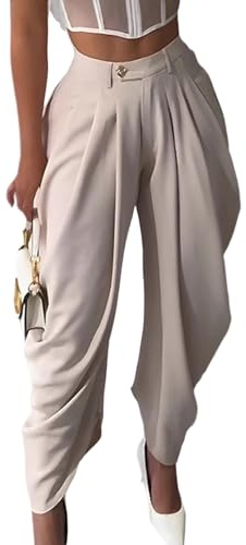 NRTHYE Womens Pleated Dress Pants High Waisted Baggy Wide Leg Palazzo Slacks Work Trousers Business Casual Pants