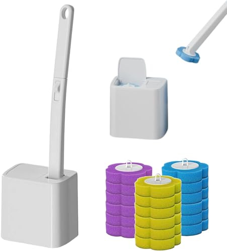 2026 New Disposable Toilet Brush, Toilet Cleaner Brush with 18 Replacement Heads & Holder, Automatic Lid Opening, No Need to Touch, for Cleaning & Hygienic Bathroom Toilets Shower Tiles Maintenance