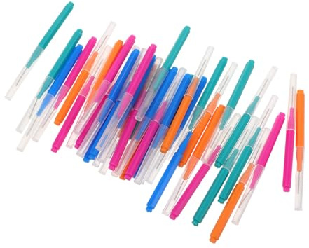 FIXOSHEE 40 Stück Interdentalbürsten mit Edelstahl draht Gerade Zahnzwischenraum Bürsten für Gründliche Zahnreinigung Praktische Zahnpflege für Zuhause Reisen und Arbeit Buntes Lila Grün