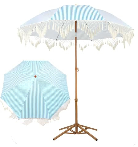 Générique Parasol de Plage à Franges 200 cm Style bohème Parasol de Jardin inclinable Parasol d’extérieur pour terrasse Design inclinable Base Non Incluse pour pelouse Piscine