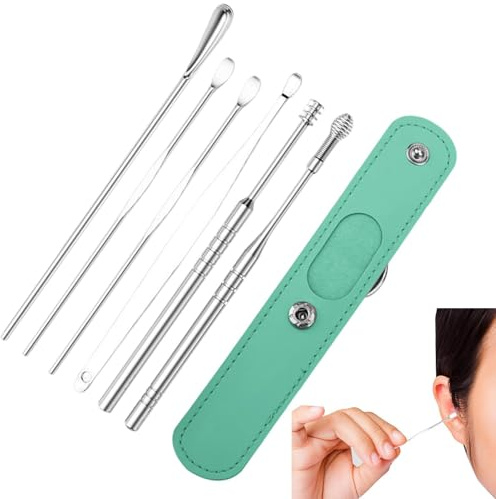 Kit per la pulizia delle orecchie, kit professionale per la pulizia delle | orecchie, con custodia in poliuretano, strumento professionale per la pulizia, regalo per familiari, , adulti e bambini