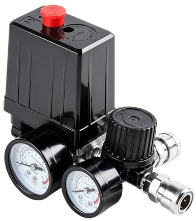 Air Compressor Pressure Control Switch,90-120PSI Adjustable Manifold Regulator Gauge Compressor Pressure Valve Switch Control 220/380V,1/4 Safety Valve Control Regulator for Pressure Regulation