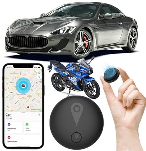 Traceur GPS Voiture,Magnétique Smart Tag Tracker,Traceur caché localisateur,Traceur sans Abonnement,Étanche IP67,Compatible avec iOS et Android,pour Véhicules/clés/Moto/Bagage/Enfant/Wallet-Noir