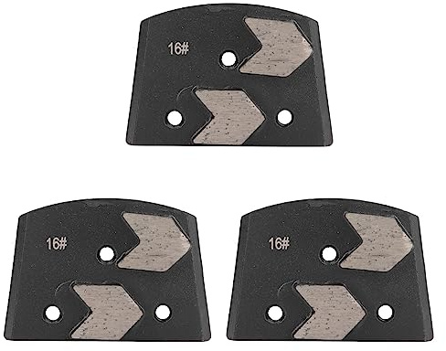 3 pezzi di pattini diamantati per levigatura, pad trapezoidale per la lucidatura dei pavimenti in calcestruzzo, pad abrasivo nero a diamante con grana 16 e 2 denti a freccia,