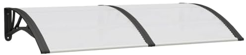 KGFHERENB Marquesina para puerta, 150 x 75 cm, color negro transparente, de policarbonato, placa hueca, para entrada lateral y ventana, 5 mm de grosor, soporte ABS