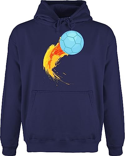 Hoodie Herren Pullover Männer - Handball EM 2026 Trikot Ersatz - Burning ball - XXL - Navy Blau - langer arm handballer hanball halbball handball. handball, beachhandball wm 2022 fans fan geschenk