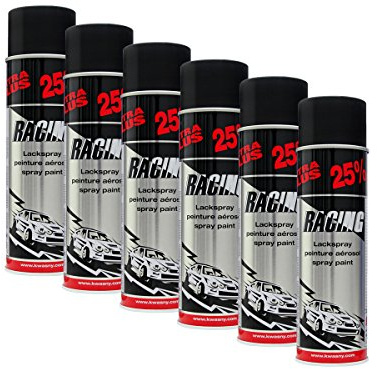 6X KWASNY 288 921 Auto-K Racing Lackspray Schwarz Matt 500ml