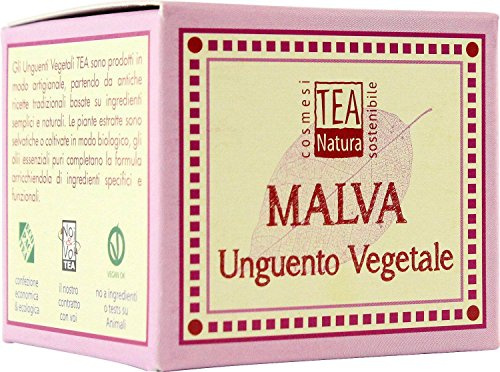 TEA NATURA - Unguento Vegetale alla Malva - Rinfrescante, Antisettico e Antinfiammatorio - Ideale per Screpolature o Tagli - 50 ml