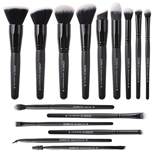 Makeup Brushes Zoreya Makeup Brush Set Premium Foundation Brush Kabuki Brush With Soft and Cruelty-Free Synthetic,for Cosmetics Foundation Concealers Powder Blush Blending Face Eye Shadows Brush Sets