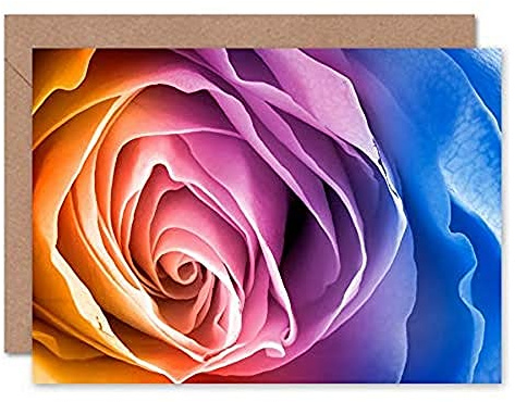 Fine Art Prints Rainbow Rose Photo Edit Greeting Card With Envelope Inside Premium Quality