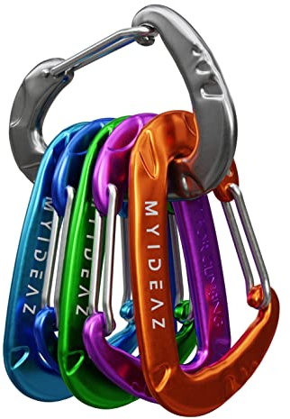 MyIdeaz Karabiner mit gefederter Verschluss, 6er Set, 80mm große Karabinerhaken aus hochwertigem Premium Alu für Camping, Wandern (6 G,S,O,P,S,B)