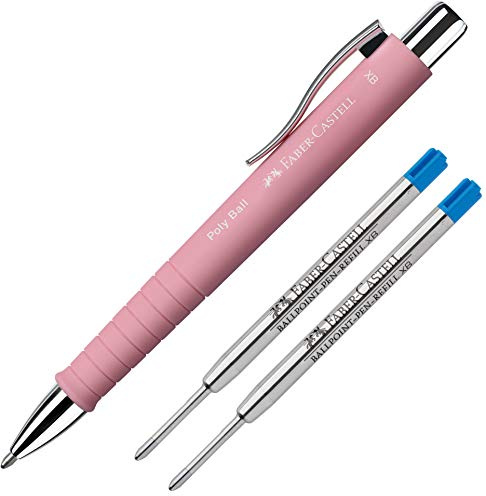 Faber-Castell Kugelschreiber Poly Ball XB rosé + 2 passende XB Minen