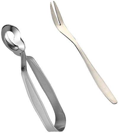 UPKOCH Escargot Dining Set Stainless Steel Escargot Tongs with Snail Fork Clip Shell Utensils Tableware for Home Restaurant 1 Set